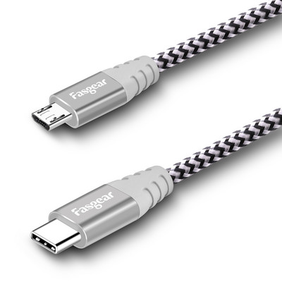 Καλώδιο Fasgear USB C σε Micro USB Nylon Braided Charger 3A Καλώδιο USB για κινητό τηλέφωνο Samsung Xiaomi Redmi Huawei Καλώδιο φόρτισης