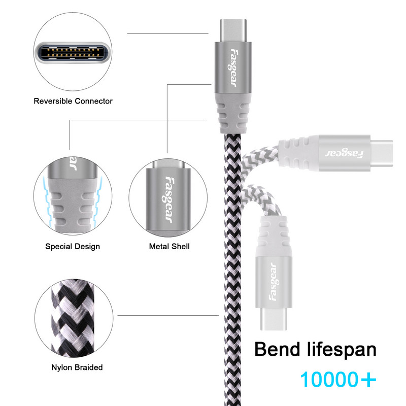 Καλώδιο Fasgear USB C σε Micro USB Nylon Braided Charger 3A Καλώδιο USB για κινητό τηλέφωνο Samsung Xiaomi Redmi Huawei Καλώδιο φόρτισης