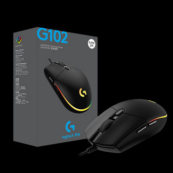 Logitech G102 LIGHTSYNC 2-ро поколение мишка за игри 6 бутона 8000 DPI Кабелна мишка за игри с RGB подсветка за игри за компютър