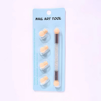 1 db Nail Art duplafejű színátmenetes árnyalatú strasszos toll, körömszivacsfejű körömfestő ecset körömfestő eszközökhöz