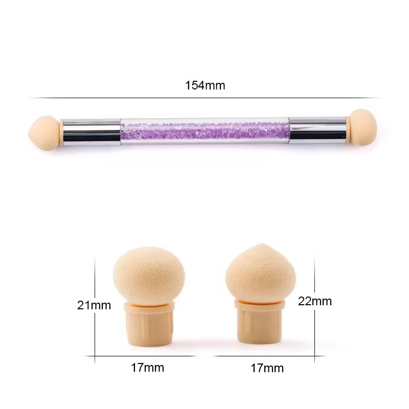 1 db Nail Art duplafejű színátmenetes árnyalatú strasszos toll, körömszivacsfejű körömfestő ecset körömfestő eszközökhöz