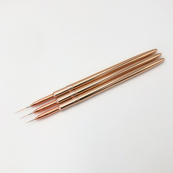 3D Acrylic Nail Art Brush Luxury Full Rose Gold Metal Handle Striping Detailer Pen UV Gel Nail Brushes Tool