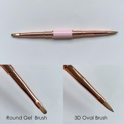 3D akrilna četkica za crtanje noktiju Luksuzna puna ružičasta zlatna metalna drška s trakama Detailer olovka UV gel četke za nokte Alat