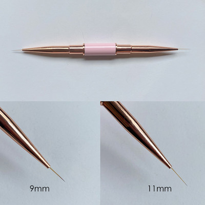 3D akrilna četkica za crtanje noktiju Luksuzna puna ružičasta zlatna metalna drška s trakama Detailer olovka UV gel četke za nokte Alat