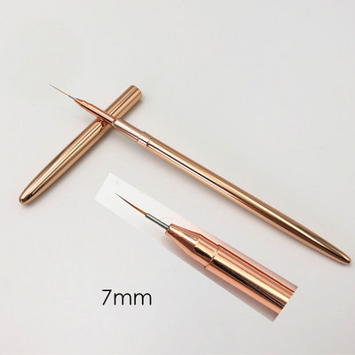 3D akrilna četkica za crtanje noktiju Luksuzna puna ružičasta zlatna metalna drška s trakama Detailer olovka UV gel četke za nokte Alat