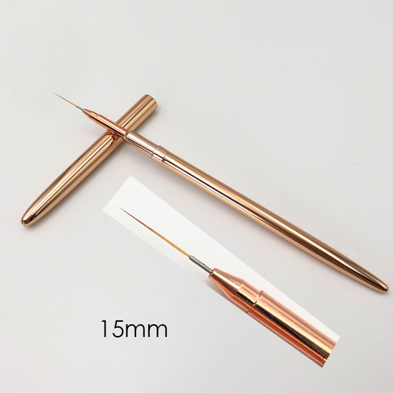 3D akrilna četkica za crtanje noktiju Luksuzna puna ružičasta zlatna metalna drška s trakama Detailer olovka UV gel četke za nokte Alat