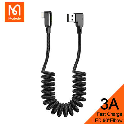 Mcdodo 3A USB to Lightning Retractable Spring Cable за iPhone 13 12 11 Pro MAX XR Phone Кабел за бързо зареждане Type-C PD Кабел за зарядно устройство