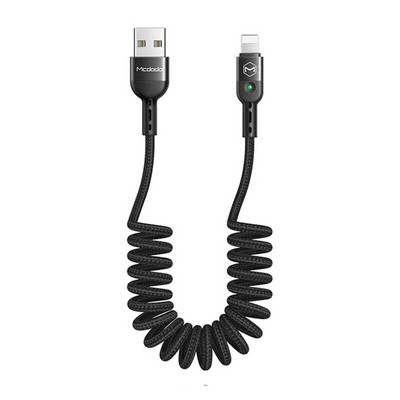 „Mcdodo 3A“ USB ir „Lightning“ ištraukiamas spyruoklinis kabelis, skirtas „iPhone 13 12 11 Pro MAX XR“ telefono greito įkrovimo laido C tipo PD įkroviklio laidui