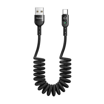 „Mcdodo 3A“ USB ir „Lightning“ ištraukiamas spyruoklinis kabelis, skirtas „iPhone 13 12 11 Pro MAX XR“ telefono greito įkrovimo laido C tipo PD įkroviklio laidui