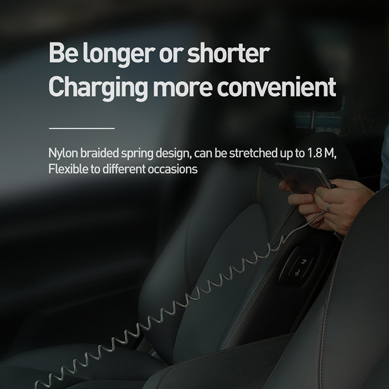 „Mcdodo 3A“ USB ir „Lightning“ ištraukiamas spyruoklinis kabelis, skirtas „iPhone 13 12 11 Pro MAX XR“ telefono greito įkrovimo laido C tipo PD įkroviklio laidui