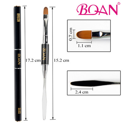 BQAN 1 bucată dual-end acrilic #12 perie de gel pentru arta unghiilor pentru constructor de unghii instrument de împingere inoxidabil gel UV pentru îndepărtarea băţului de spatulă
