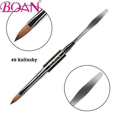 BQAN 1 db kétvégű akril #12 Nail Art Gel Brush Extension Builder köröm rozsdamentes nyomóeszköz UV gél Spatula stick eltávolítása