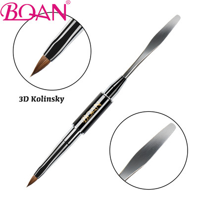 BQAN 1 db kétvégű akril #12 Nail Art Gel Brush Extension Builder köröm rozsdamentes nyomóeszköz UV gél Spatula stick eltávolítása