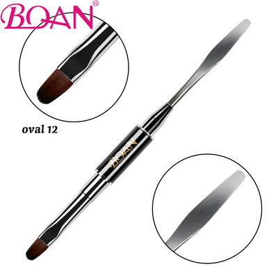 BQAN 1 db kétvégű akril #12 Nail Art Gel Brush Extension Builder köröm rozsdamentes nyomóeszköz UV gél Spatula stick eltávolítása