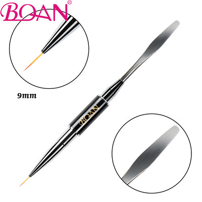 BQAN 1 db kétvégű akril #12 Nail Art Gel Brush Extension Builder köröm rozsdamentes nyomóeszköz UV gél Spatula stick eltávolítása