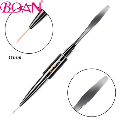 BQAN 1 db kétvégű akril #12 Nail Art Gel Brush Extension Builder köröm rozsdamentes nyomóeszköz UV gél Spatula stick eltávolítása