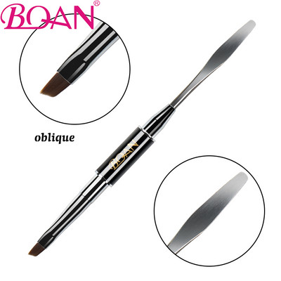 BQAN 1 db kétvégű akril #12 Nail Art Gel Brush Extension Builder köröm rozsdamentes nyomóeszköz UV gél Spatula stick eltávolítása