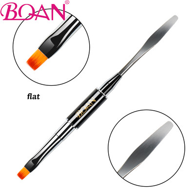 BQAN 1 db kétvégű akril #12 Nail Art Gel Brush Extension Builder köröm rozsdamentes nyomóeszköz UV gél Spatula stick eltávolítása