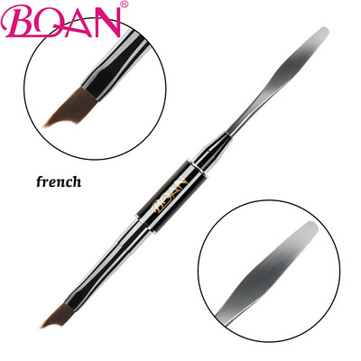 BQAN 1 db kétvégű akril #12 Nail Art Gel Brush Extension Builder köröm rozsdamentes nyomóeszköz UV gél Spatula stick eltávolítása