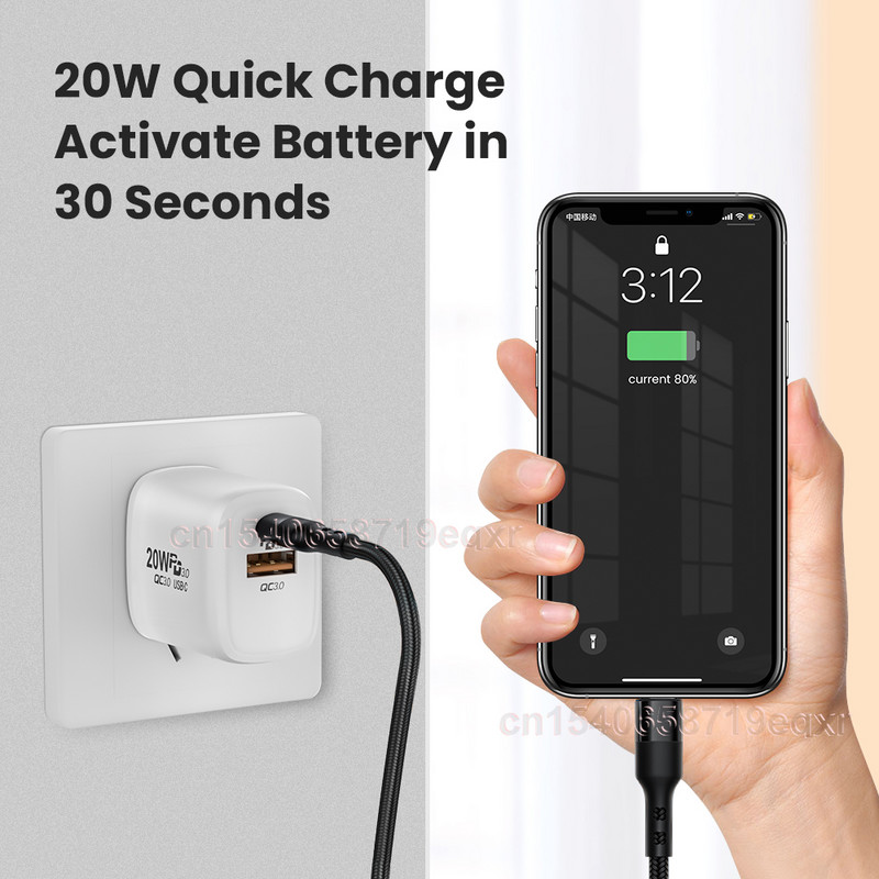 PD 20W greito įkrovimo USB C įkroviklio laidas skirtas iPhone 13 12 Mini 11 Pro Max XS X 8 7 Plus greito įkrovimo USB tipo C duomenų kabelis