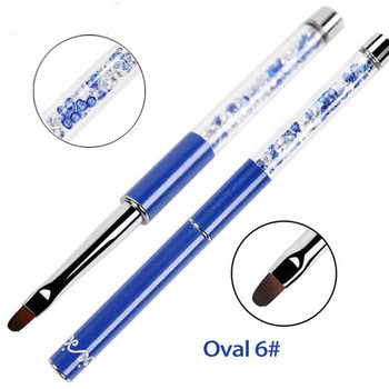BQAN #4#6#8 Овална четка за нокти Blue Rod Rhinestone Handle UV Gel Polish Brushes Nail Art Brush Design DIY Gel Extension Nail Tools