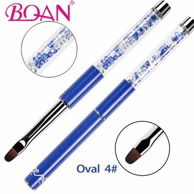 BQAN #4#6#8 Овална четка за нокти Blue Rod Rhinestone Handle UV Gel Polish Brushes Nail Art Brush Design DIY Gel Extension Nail Tools