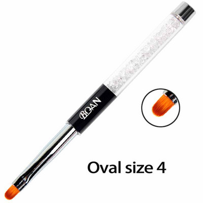 BQAN #4#6#8 ovális körömkefe kék rúd strasszos nyél UV géllakk ecsetek körömdíszítő ecset dizájn DIY géles körömhosszabbító eszközök
