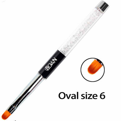BQAN #4#6#8 ovális körömkefe kék rúd strasszos nyél UV géllakk ecsetek körömdíszítő ecset dizájn DIY géles körömhosszabbító eszközök