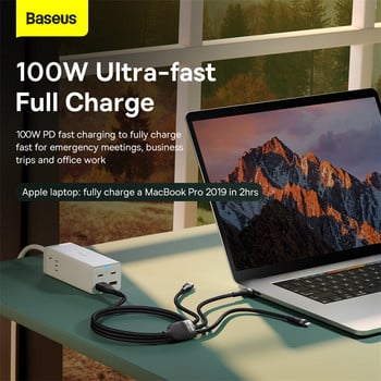Baseus 3 в 1 USB тип C кабел PD 100W кабел за бързо зареждане за дата за iPhone 13 12 11 Pro Micro USB C кабел за Macbook Xiaomi
