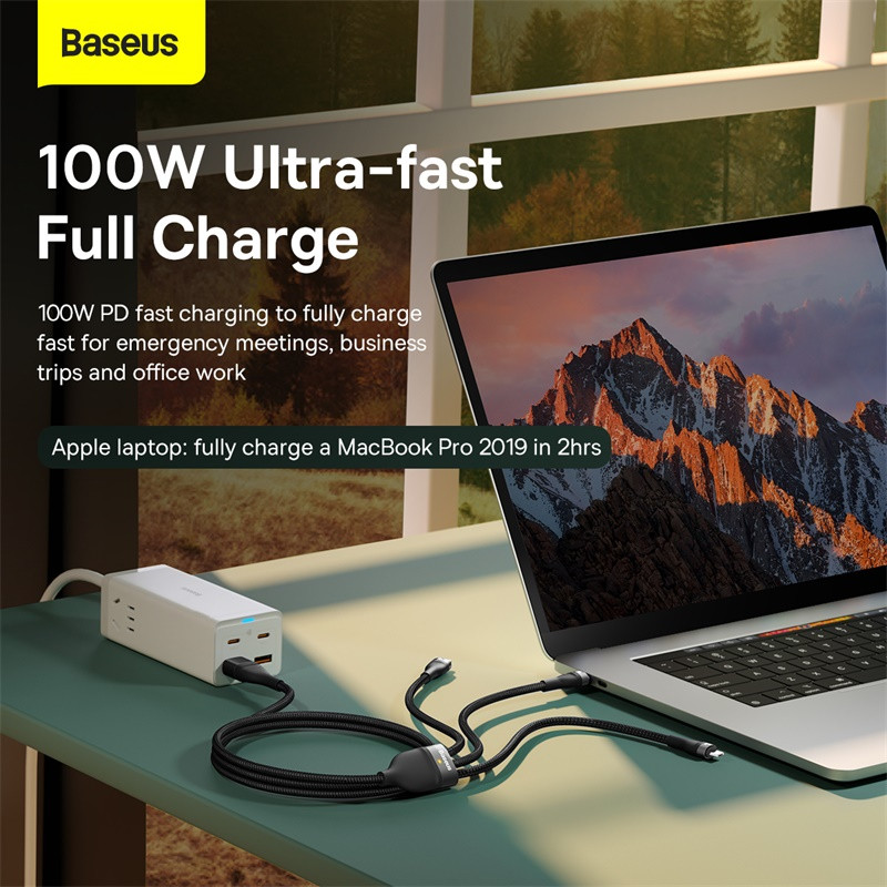 Baseus 3 σε 1 Καλώδιο USB Type C PD 100W Καλώδιο ημερομηνίας γρήγορης φόρτισης για iPhone 13 12 11 Pro Micro USB C Καλώδιο για Macbook Xiaomi