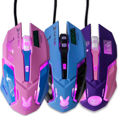 Ενσύρματο ποντίκι gaming USB Ροζ επαγγελματικό ποντίκι ηλεκτρονικών σπορ 2400 DPI Πολύχρωμο αθόρυβο ποντίκι με οπίσθιο φωτισμό για φορητό υπολογιστή Lol Data