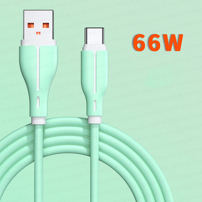 Καλώδιο USB Type C 6A για Huawei P40 P30 Mate 50 Pro 66W Υγρή Σιλικόνη Σούπερ Γρήγορη Φόρτιση Δεδομένα φορτιστή USB-C για Samsung Realme