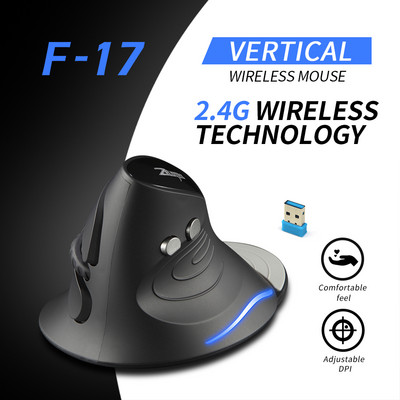 Mouse vertical ZELOTES F-17 Mouse de gaming fără fir 2,4 GHz 6 taste Mouse optice ergonomic cu 3 DPI reglabil pentru PC laptop