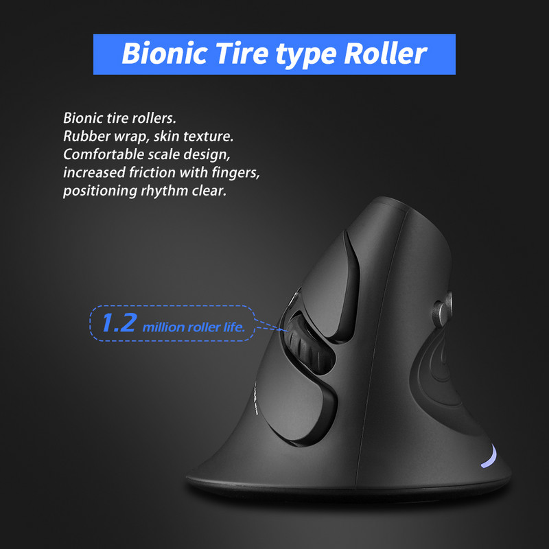 ZELOTES F-17 okomiti miš 2,4 GHz bežični miš za igranje Ergonomski optički miš sa 6 tipki s 3 podesiva DPI-ja za prijenosna računala