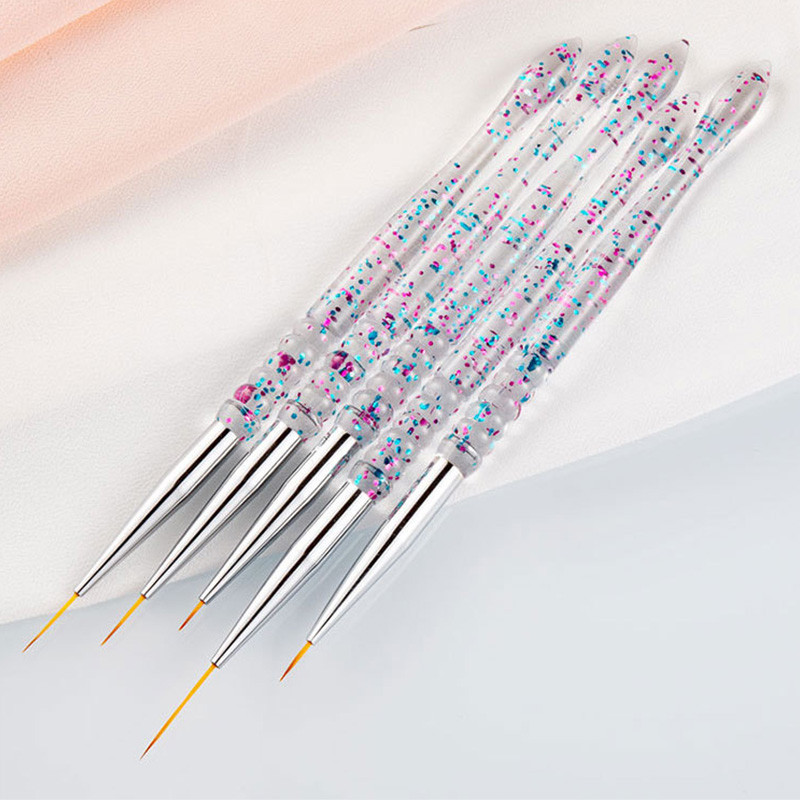 5kom akrilnih četkica za crtanje noktiju s francuskim prugama 3D vrhovi za manikuru Ultra-tanka olovka za crtanje UV gel kistovi Alati za slikanje