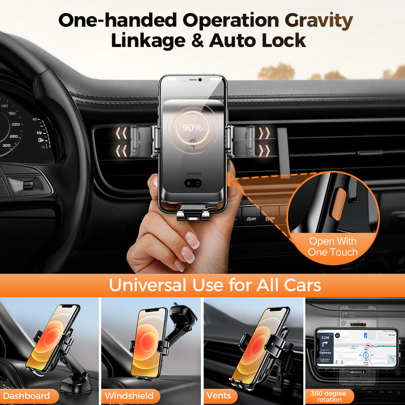 Suport pentru telefon auto 15w Încărcător rapid fără fir pentru mașină pentru ventilație de mașină Suport pentru telefon Suport inteligent cu infraroșu pentru telefon