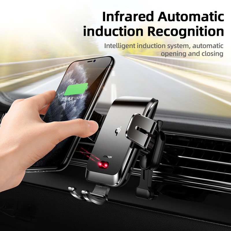 Suport pentru telefon auto 15w Încărcător rapid fără fir pentru mașină pentru ventilație de mașină Suport pentru telefon Suport inteligent cu infraroșu pentru telefon