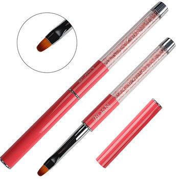 BQAN Овална четка Четка за нокти Nail Art Pink Pearl Handle Nail Art Pen Beauty Nail UV Gel Drawing Painting Pen Инструменти за маникюр