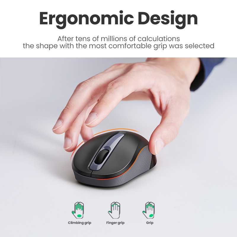 Mouse UGREEN Formă ergonomică fără fir Clic silențios 2400 DPI pentru MacBook Tablet Computer Laptop PC Mouse Silențios Mouse fără fir 2,4G