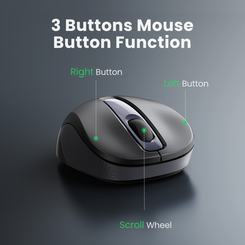 Mouse UGREEN Formă ergonomică fără fir Clic silențios 2400 DPI pentru MacBook Tablet Computer Laptop PC Mouse Silențios Mouse fără fir 2,4G