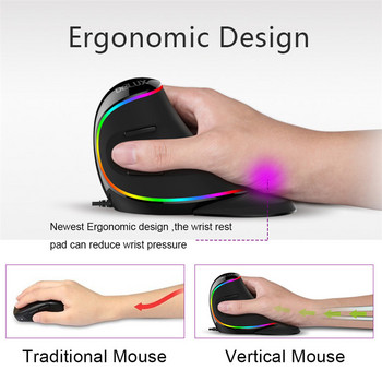 Ergonomics Vertical Gaming Mouse Delux M618 PLUS 6 бутона 4000 DPI RGB Кабелни/безжични мишки за дясна ръка за PC лаптоп компютър