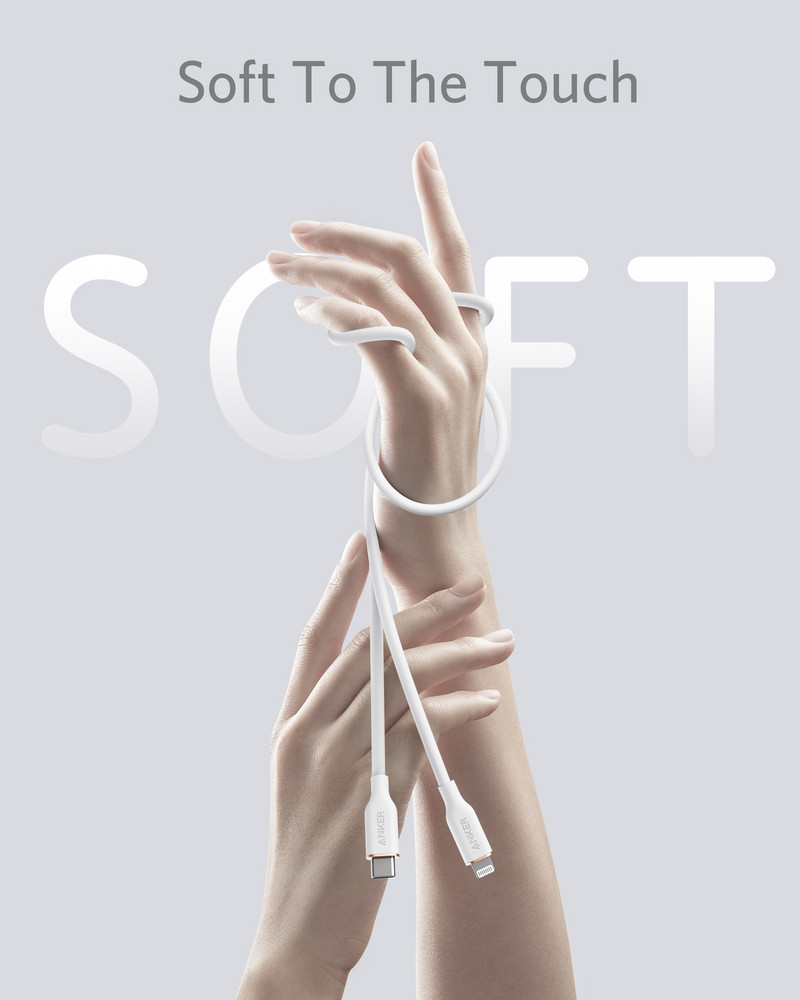 Anker Powerline III Flow usb c to Lightning Cable για iPhone 12 Pro Max / 12/11 Pro/X/XS/XR / 8 Plus Καλώδιο φορτιστή usb τύπου c