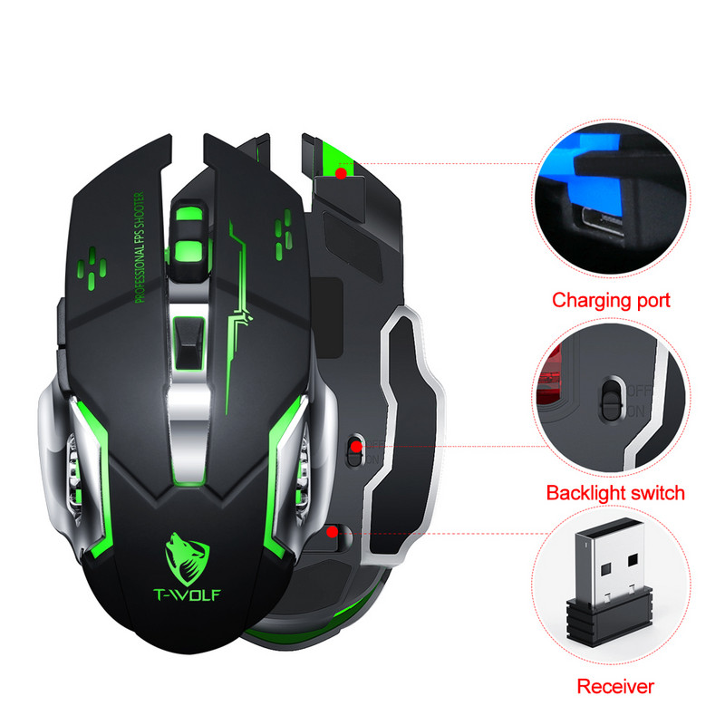 Bežični miš Punjenje Gaming miš Mute Backlit miš Mehanički Ergonomski optički Dodaci za računala za prijenosno računalo