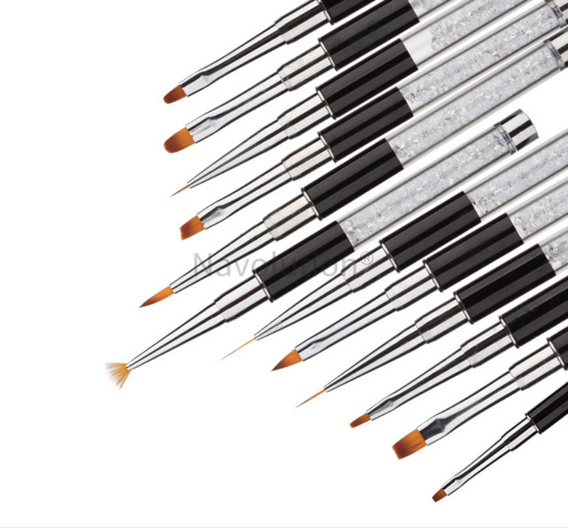 1 db Nail Art Line Carving Rajztoll Tervező Ecsetkészlet Crystal Diamond Rod fototerápiás UV gél festőecsetek Manikűr eszköz