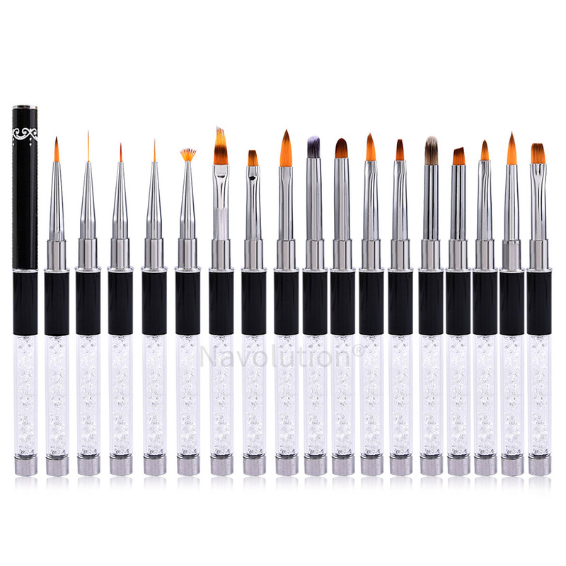 1 db Nail Art Line Carving Rajztoll Tervező Ecsetkészlet Crystal Diamond Rod fototerápiás UV gél festőecsetek Manikűr eszköz