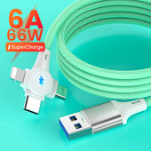 3in1 kiirlaadimise USB-kaabel 6A 66W Huawei Mate 40 Pro 5A Micro USB Type c 3in1 USB laadija andmekaabel iPhone 13 12 1/2M jaoks