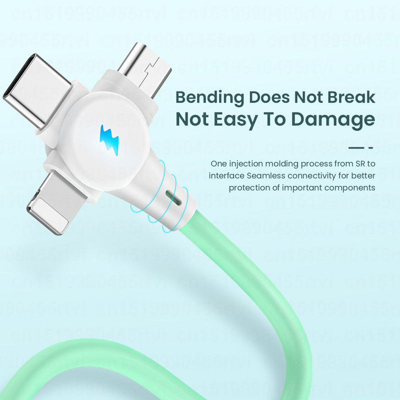 3in1 ātrās uzlādes USB kabelis 6A 66W priekš Huawei Mate 40 Pro 5A Micro USB Type c 3in1 USB lādētāja datu kabelis iPhone 13 12 1/2M