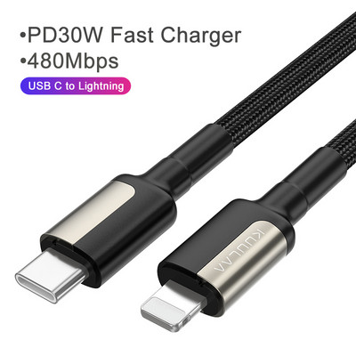 Cablu USB C KUULAA pentru iPhone 13 12 11 Pro Max X XS iPad PD 30W Cablu de încărcare rapidă USB tip C la cablu Lightning pentru Macbook