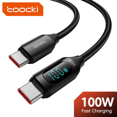 Toocki USB C към USB C кабел PD 100W кабел за бързо зареждане тип C за Xiaomi 12 Pro Poco F3 Oneplus Realme USB C кабел за данни на дисплея