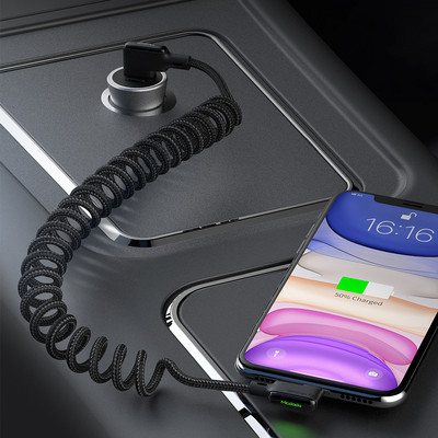 Cablu USB Mcdodo Spring 3A pentru IPhone Încărcător rapid Cablu de date Cablu de stocare pentru stilul mașinii pentru iPhone 13 12 11 Pro Max X XR Cablu LED